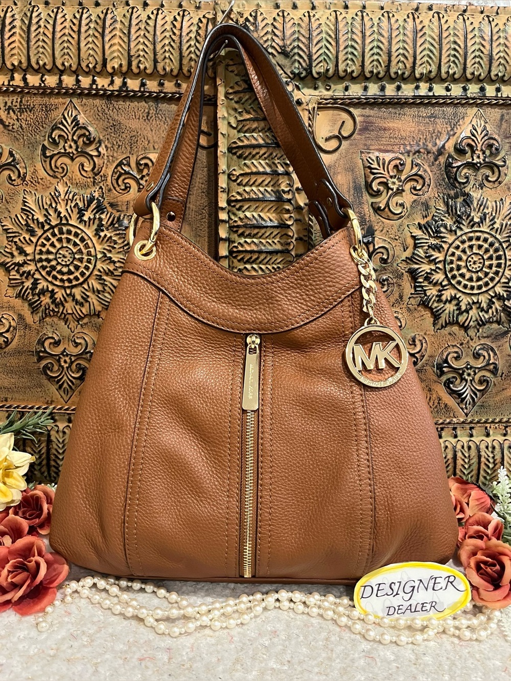 MICHAEL KORS Moxley Luggage  Brown Leather Satchel
